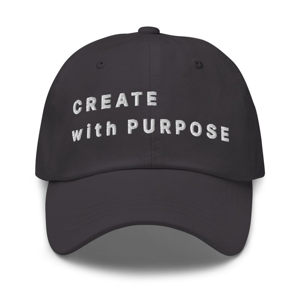 Dark Grey Classic Cap – CREATE WITH PURPOSE front view