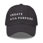 Dark Grey Classic Cap – CREATE WITH PURPOSE front view