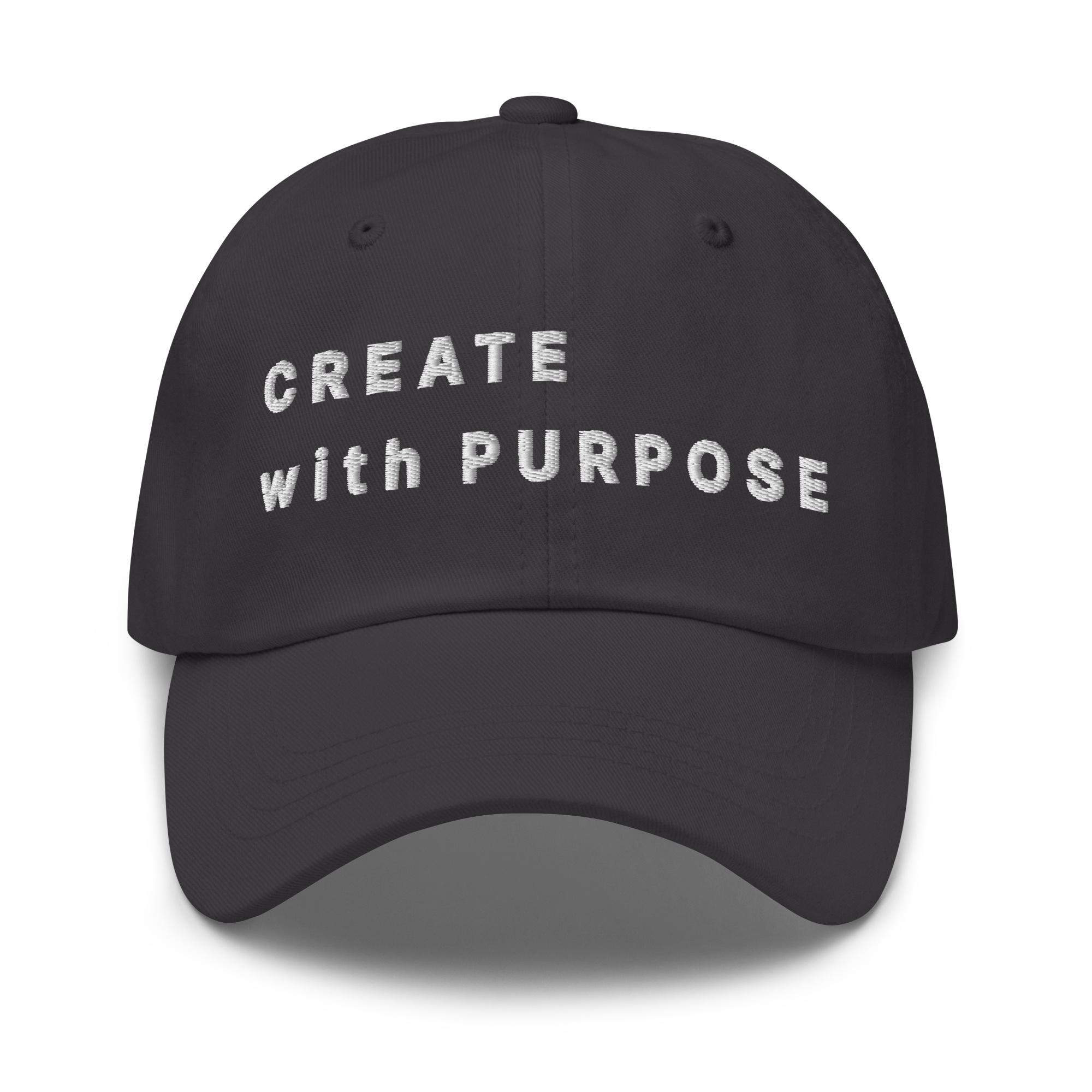 Dark Grey Classic Cap – CREATE WITH PURPOSE front view