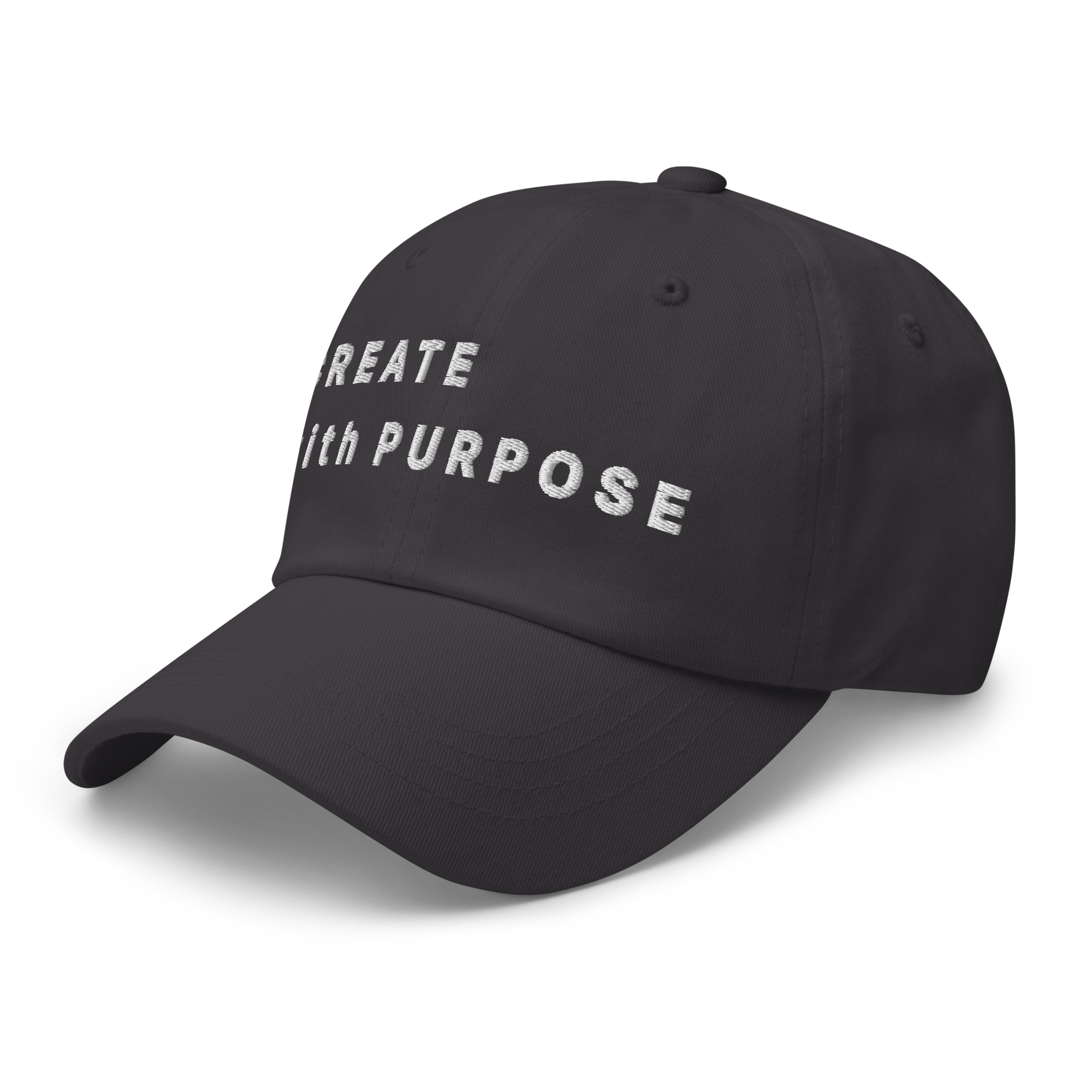 Dark Grey Classic Cap – CREATE WITH PURPOSE side view