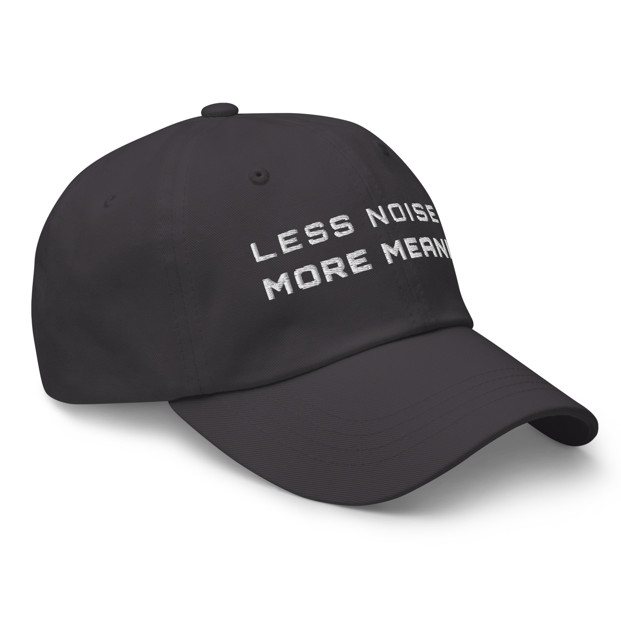 Dark Grey Classic Cap – LESS NOISE MORE MEANING side view