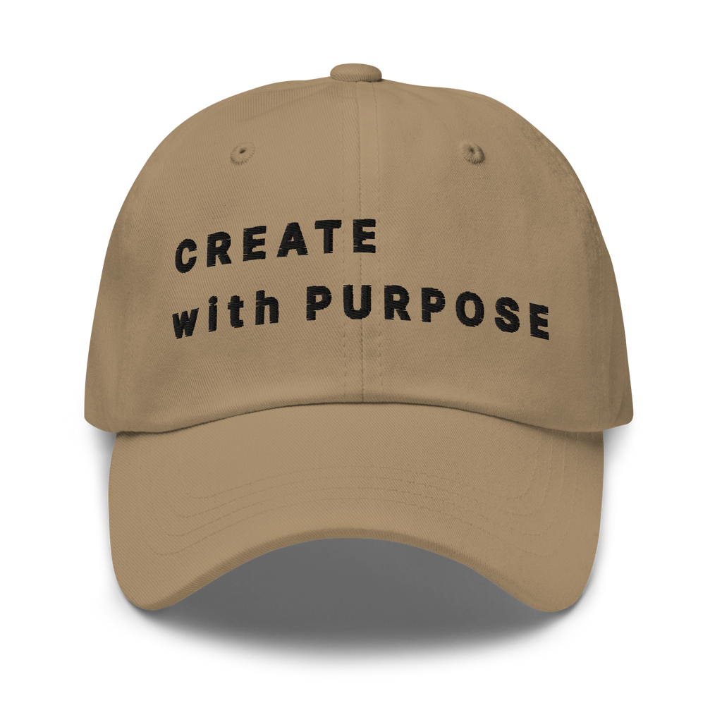 Khaki Classic Cap – CREATE WITH PURPOSE front view