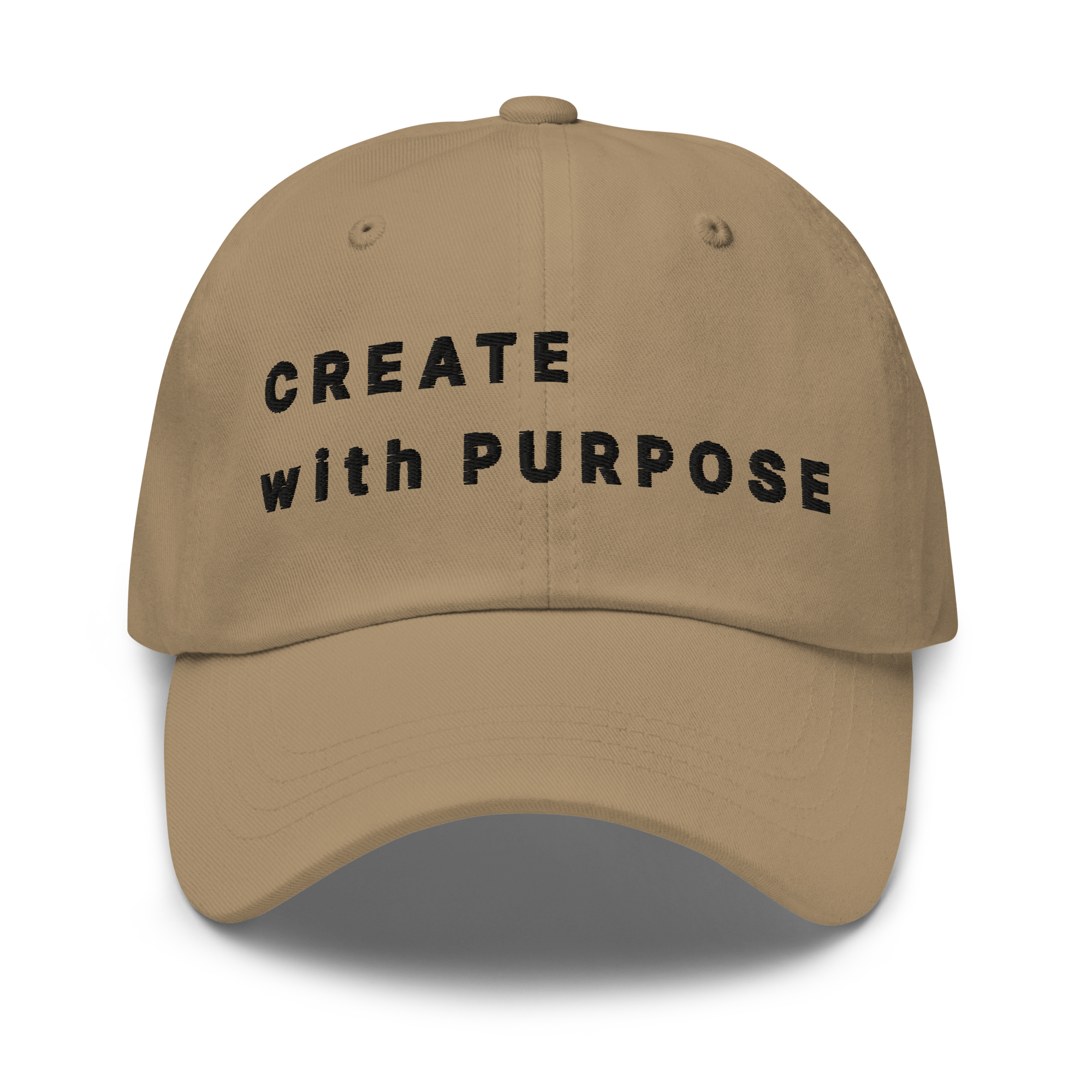 Khaki Classic Cap – CREATE WITH PURPOSE front view