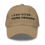 Khaki Classic Cap – LESS NOISE MORE MEANING front view