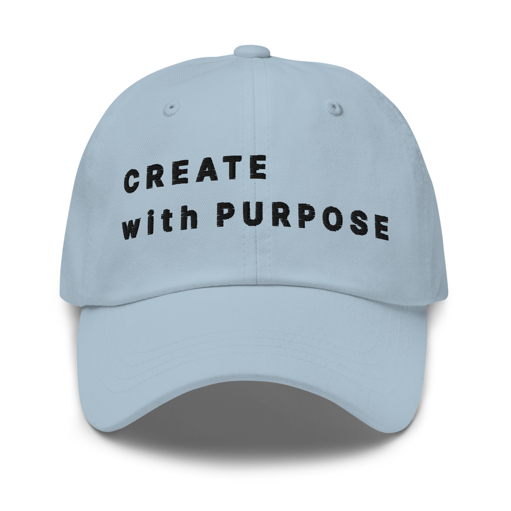 Light Blue Classic Cap – CREATE WITH PURPOSE front view