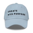 Light Blue Classic Cap – CREATE WITH PURPOSE front view