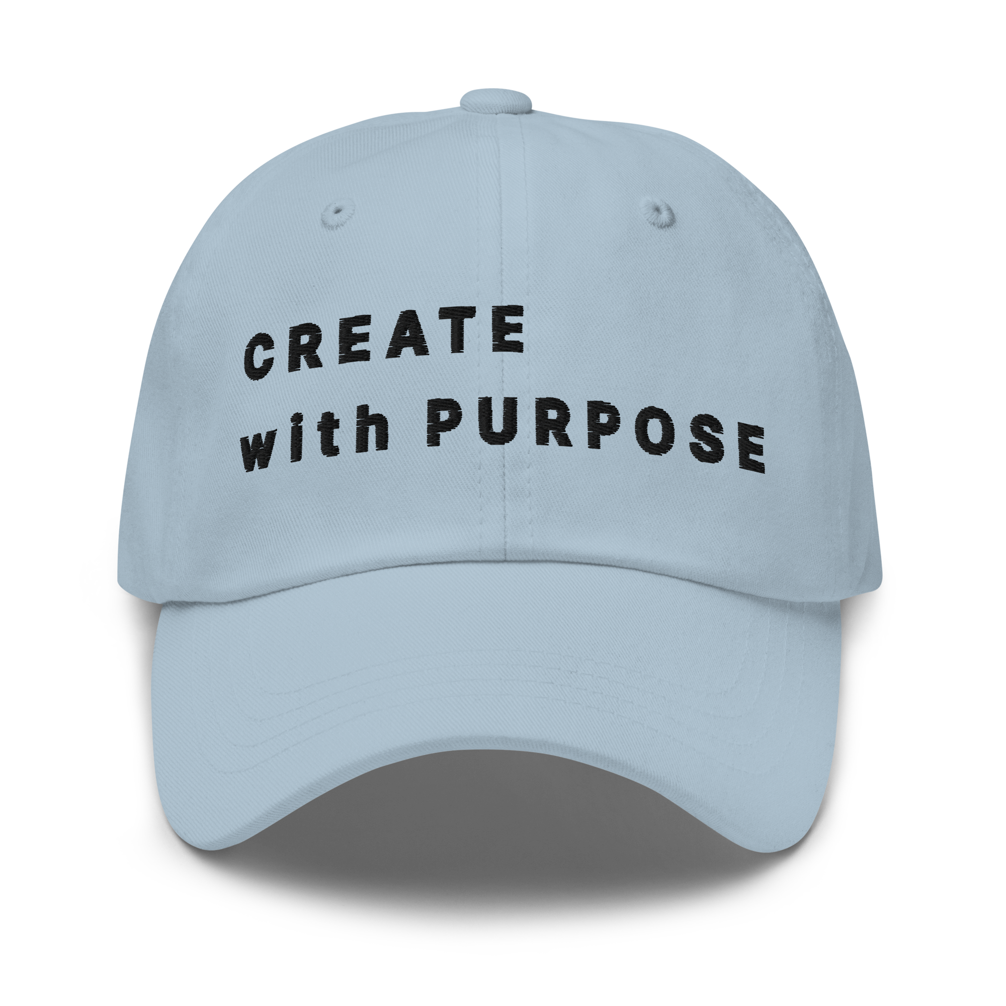 Light Blue Classic Cap – CREATE WITH PURPOSE front view