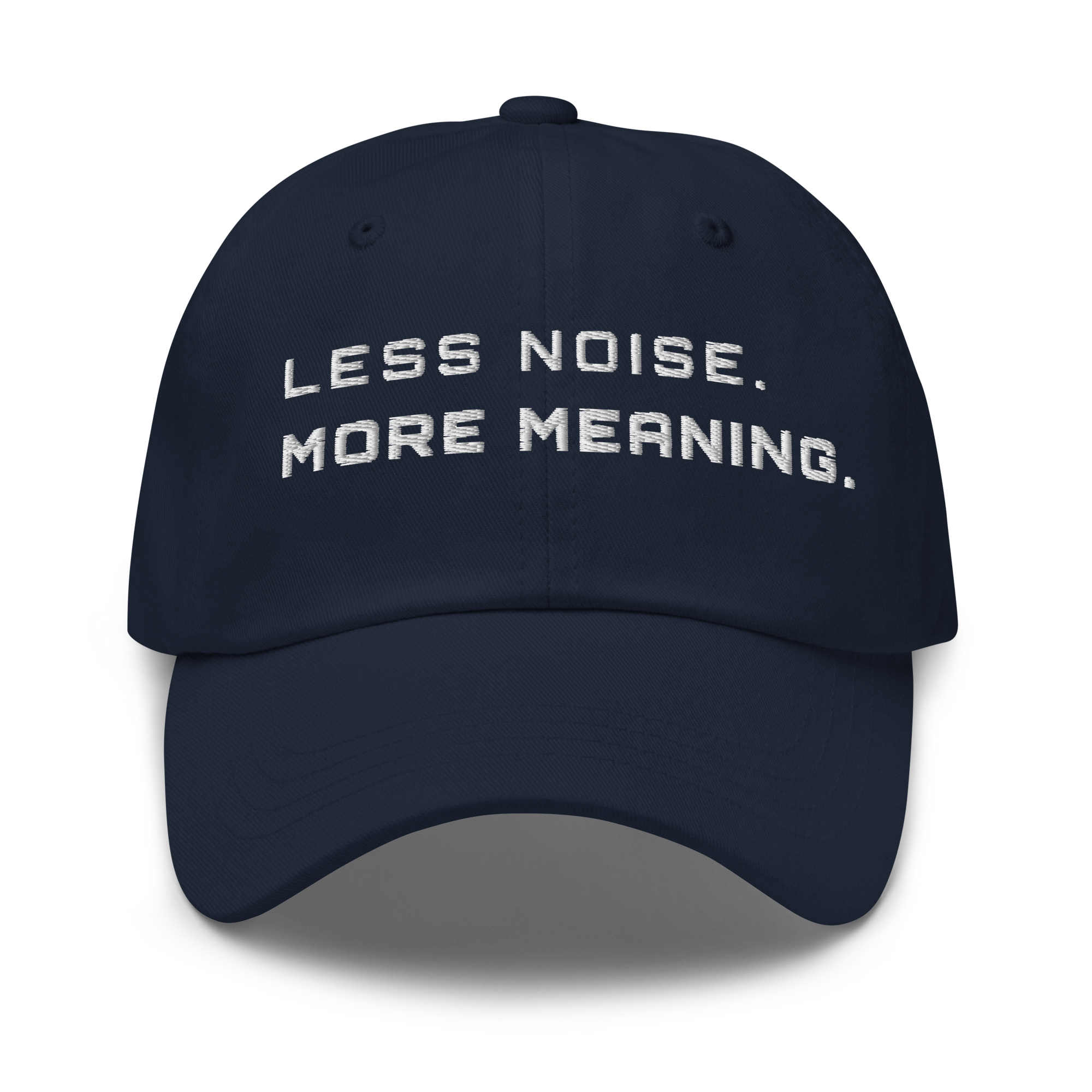 Navy Classic Cap – LESS NOISE MORE MEANING front view