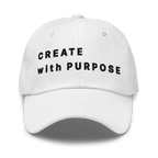 White Classic Cap – CREATE WITH PURPOSE front view