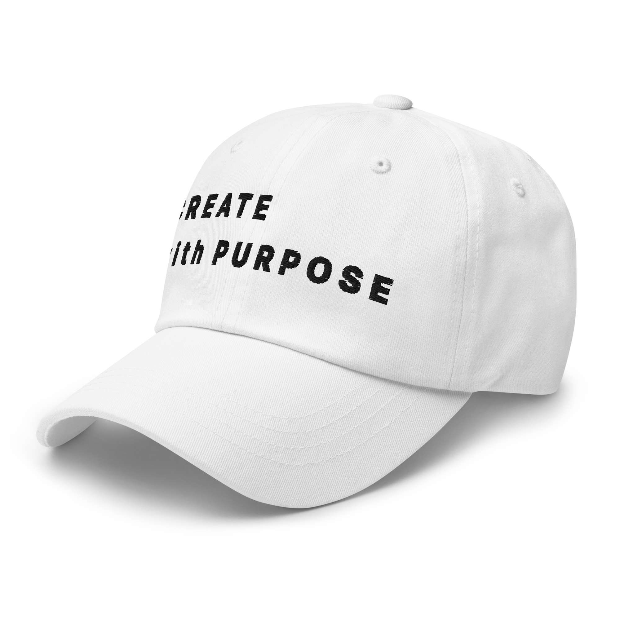 White Classic Cap – CREATE WITH PURPOSE side view