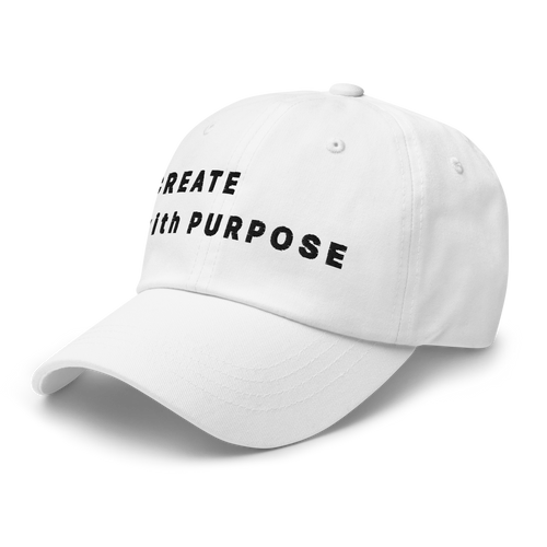 White Classic Cap – CREATE WITH PURPOSE side view