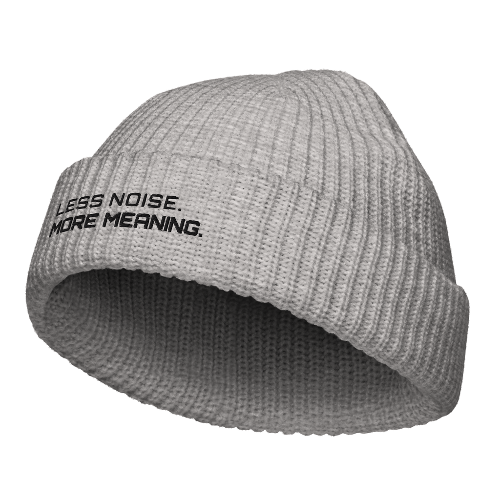 Athletic Heather fisherman beanie angled view showing ribbed knit texture