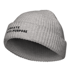 Athletic Heather fisherman beanie angled view with “CREATE WITH PURPOSE” embroidery – The Pixel Wolf