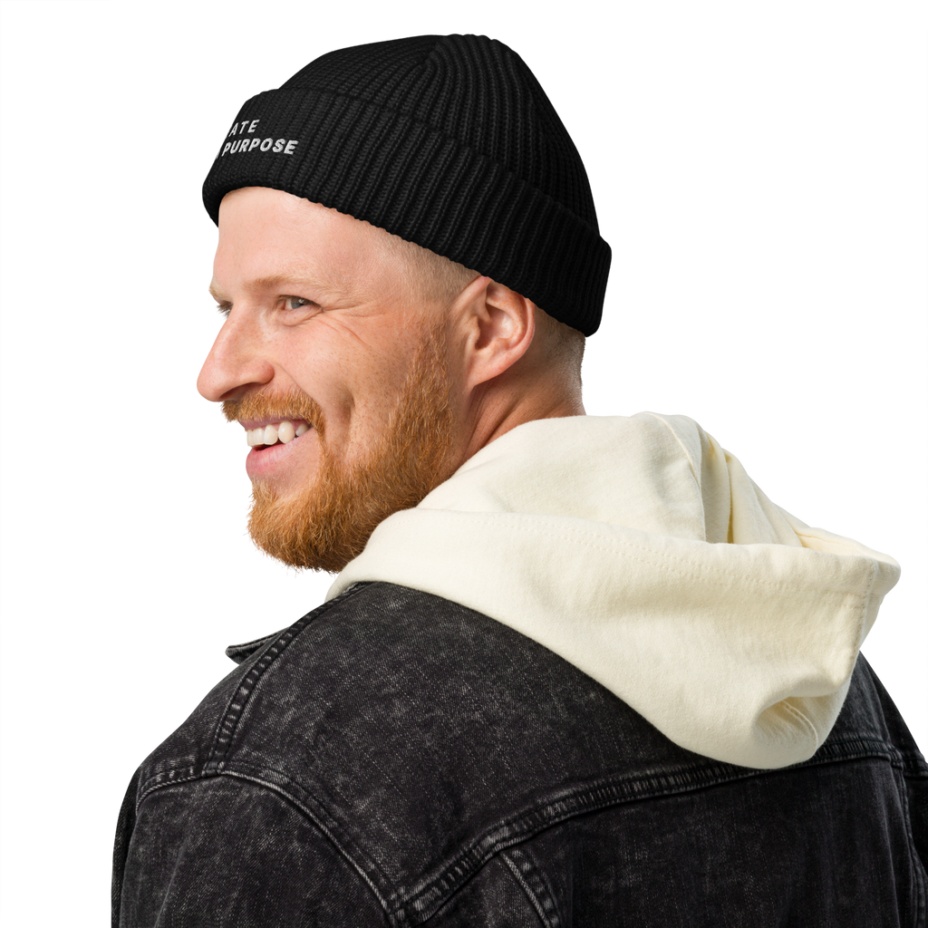 Black fisherman beanie lifestyle view with modern urban look – The Pixel Wolf