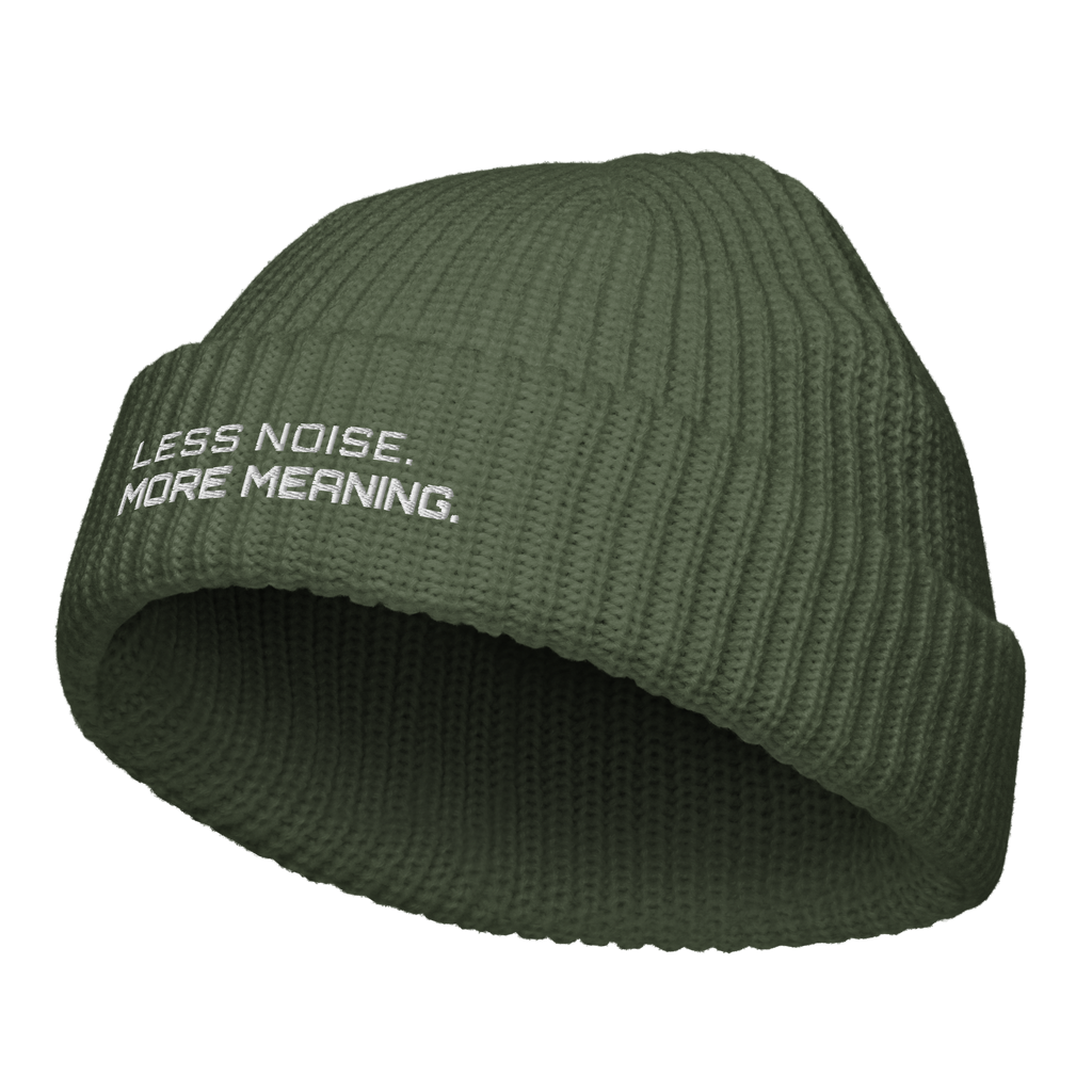Cypress fisherman beanie angled view showing ribbed knit texture
