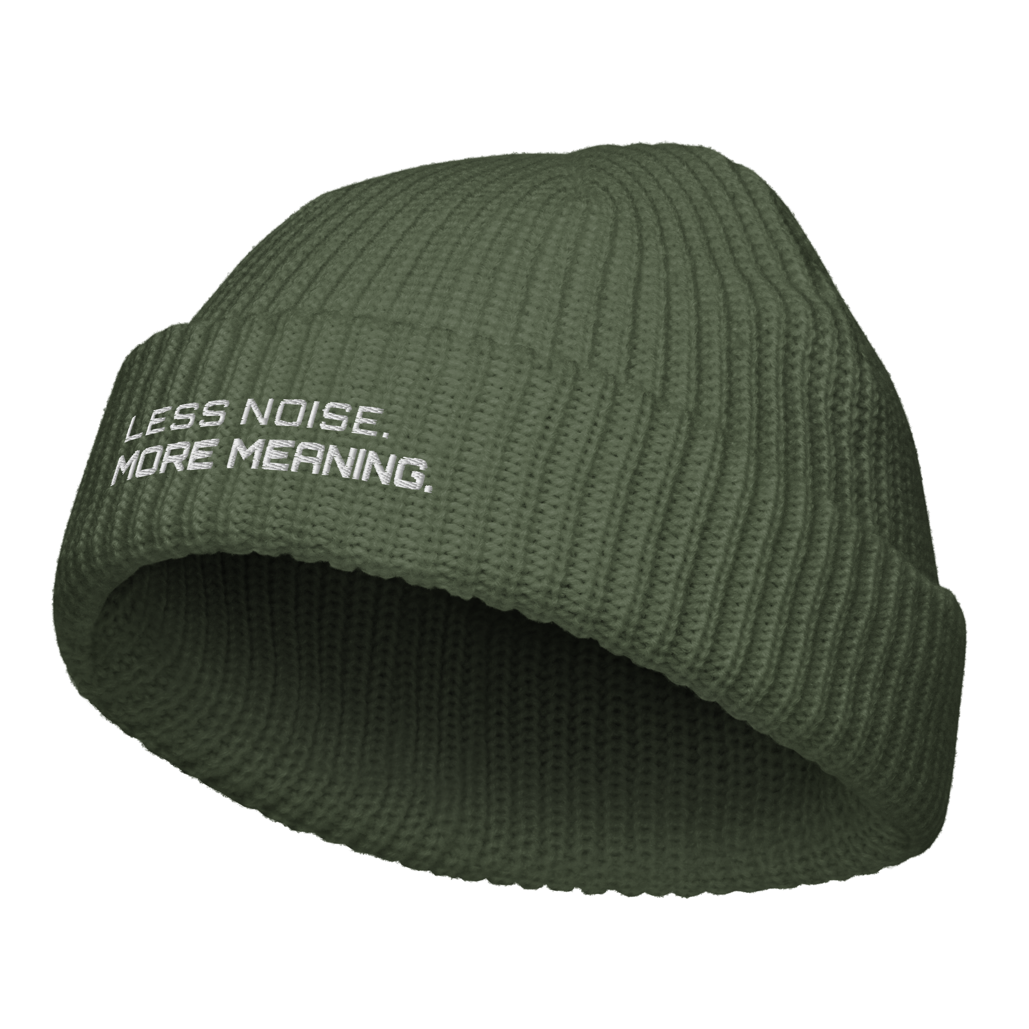 Cypress fisherman beanie angled view showing ribbed knit texture