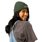 Cypress fisherman beanie worn in lifestyle setting with minimalist outfit