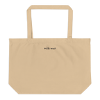 Oyster large organic tote bag with subtle The Pixel Wolf logo on the back