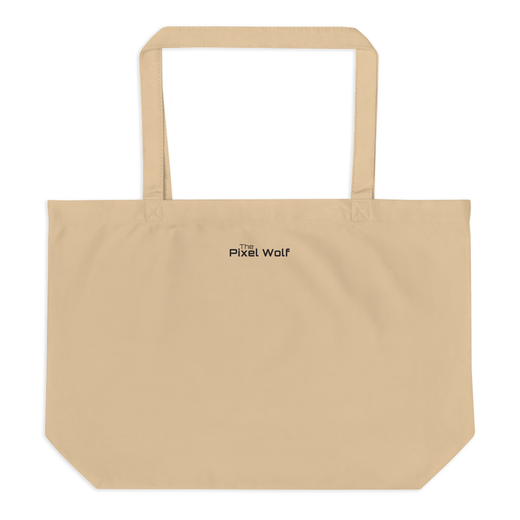 Oyster large organic tote bag back view – The Pixel Wolf