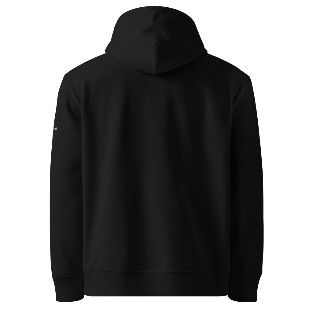 Black essential eco hoodie back view – The Pixel Wolf