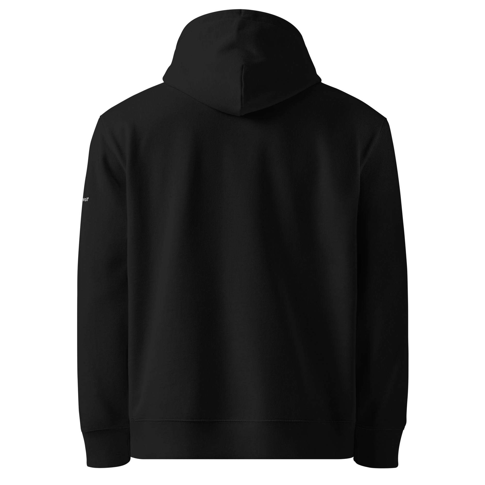 Black essential eco hoodie back view – The Pixel Wolf