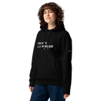 Black essential eco hoodie lifestyle front worn by model – The Pixel Wolf