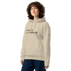 Desert Dust essential eco hoodie lifestyle front worn by model – The Pixel Wolf