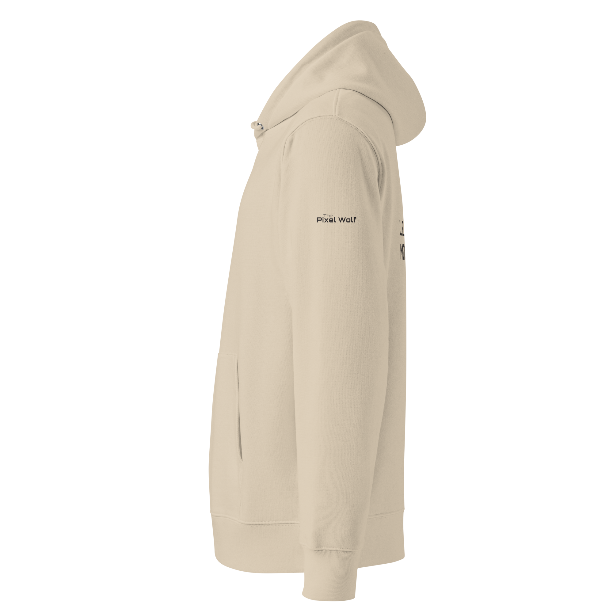 Desert Dust eco hoodie left side view – The Pixel Wolf