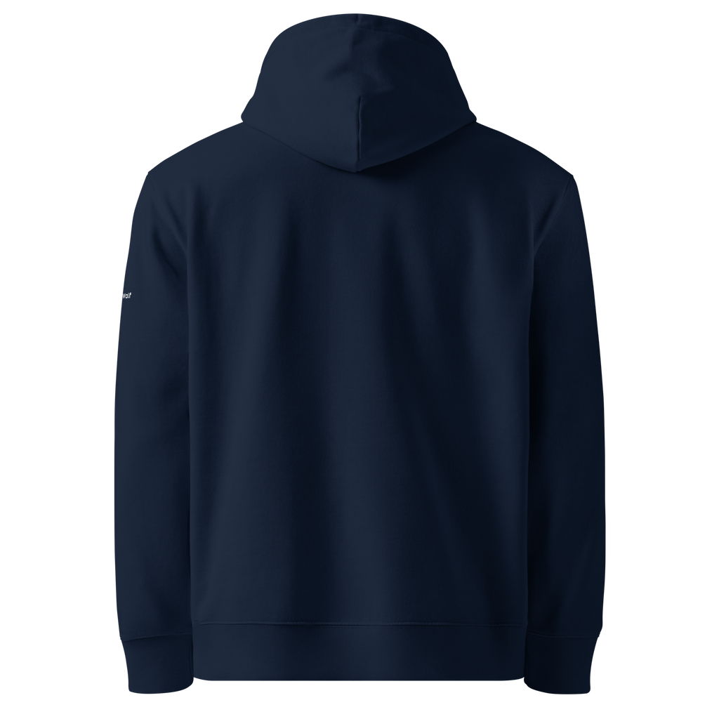 French Navy essential eco hoodie back view – The Pixel Wolf