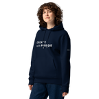 French Navy essential eco hoodie lifestyle front worn by model – The Pixel Wolf