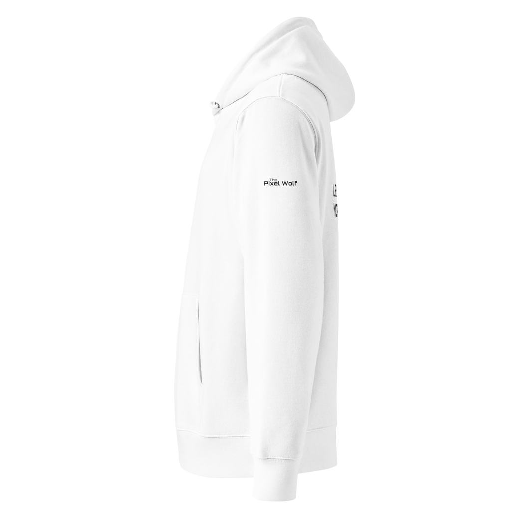 White eco hoodie left side view – The Pixel Wolf