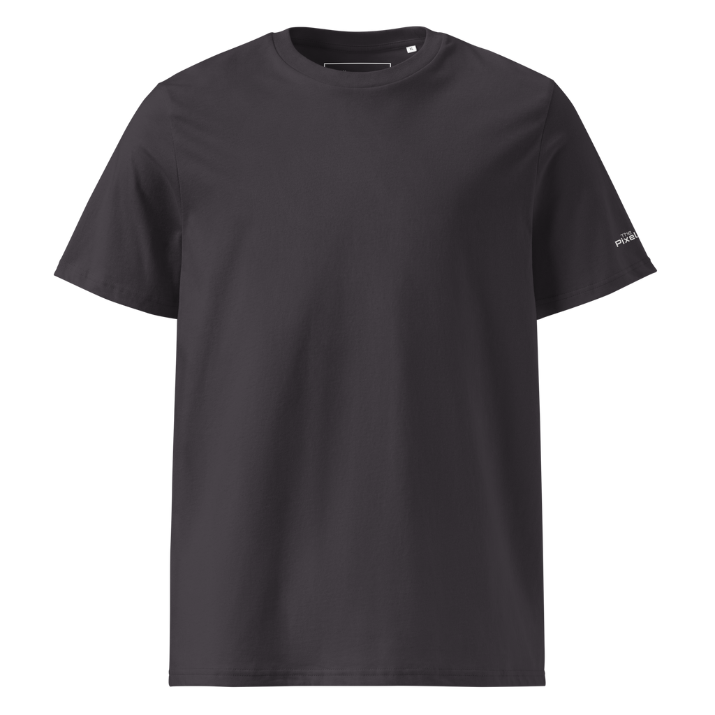 Anthracite organic cotton t-shirt front flat view – The Pixel Wolf