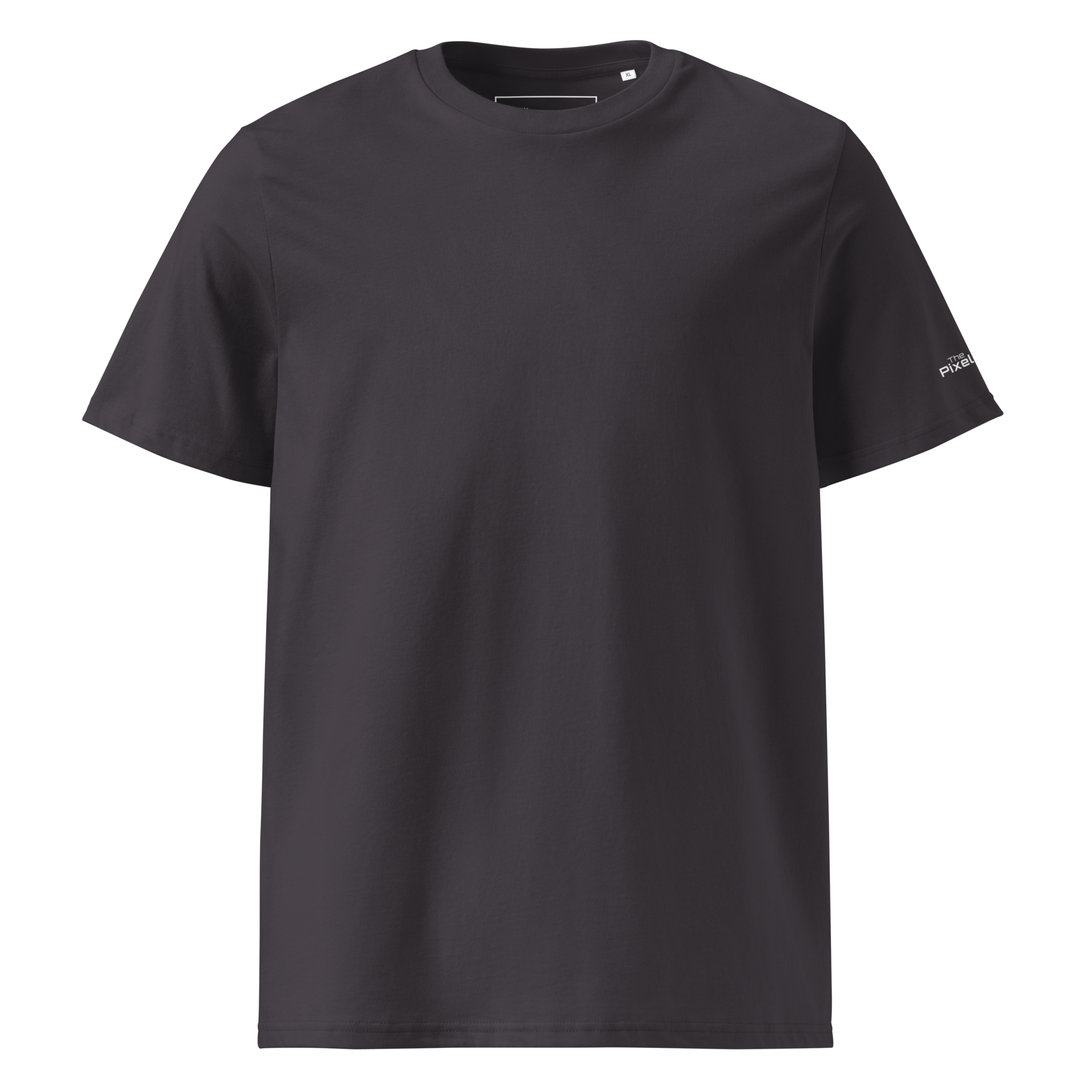 Anthracite organic cotton t-shirt front flat view – The Pixel Wolf