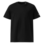 Black organic cotton t-shirt front flat view – The Pixel Wolf