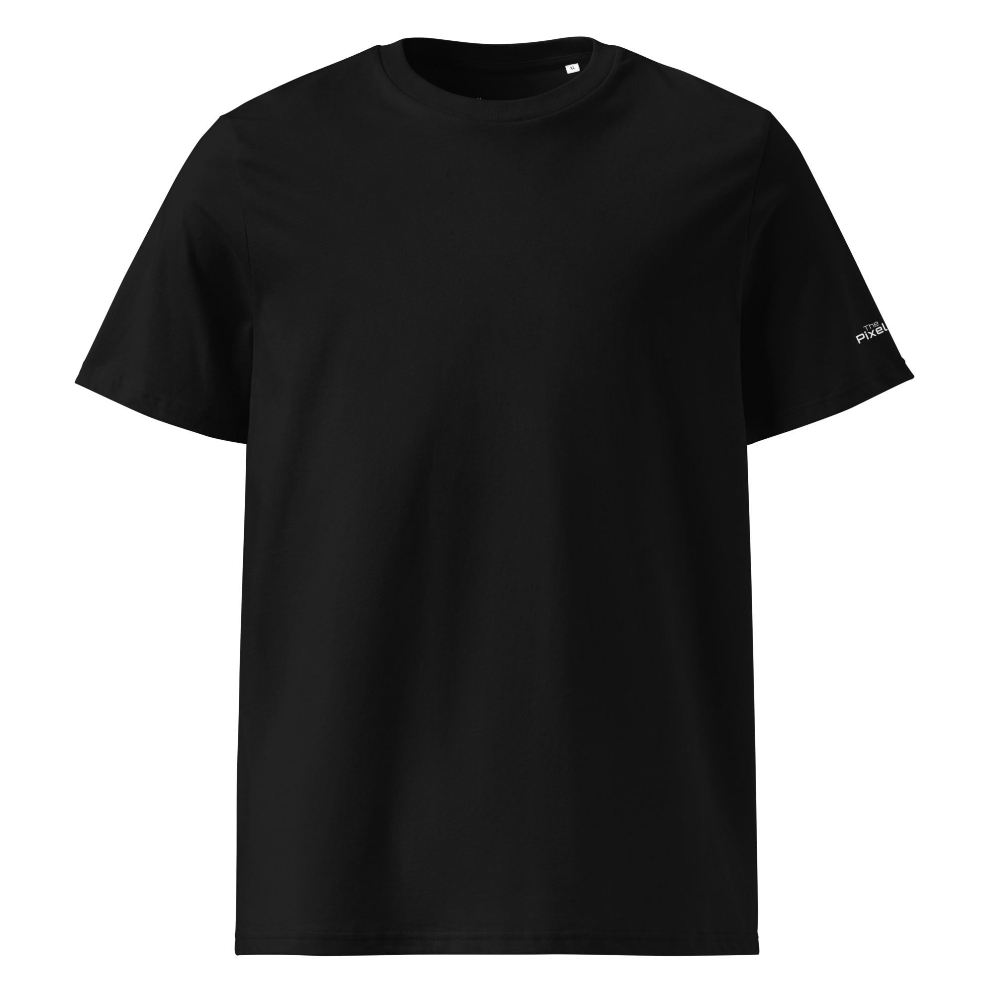 Black organic cotton t-shirt front flat view – The Pixel Wolf