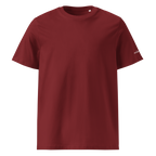 Burgundy organic cotton t-shirt front flat view – The Pixel Wolf