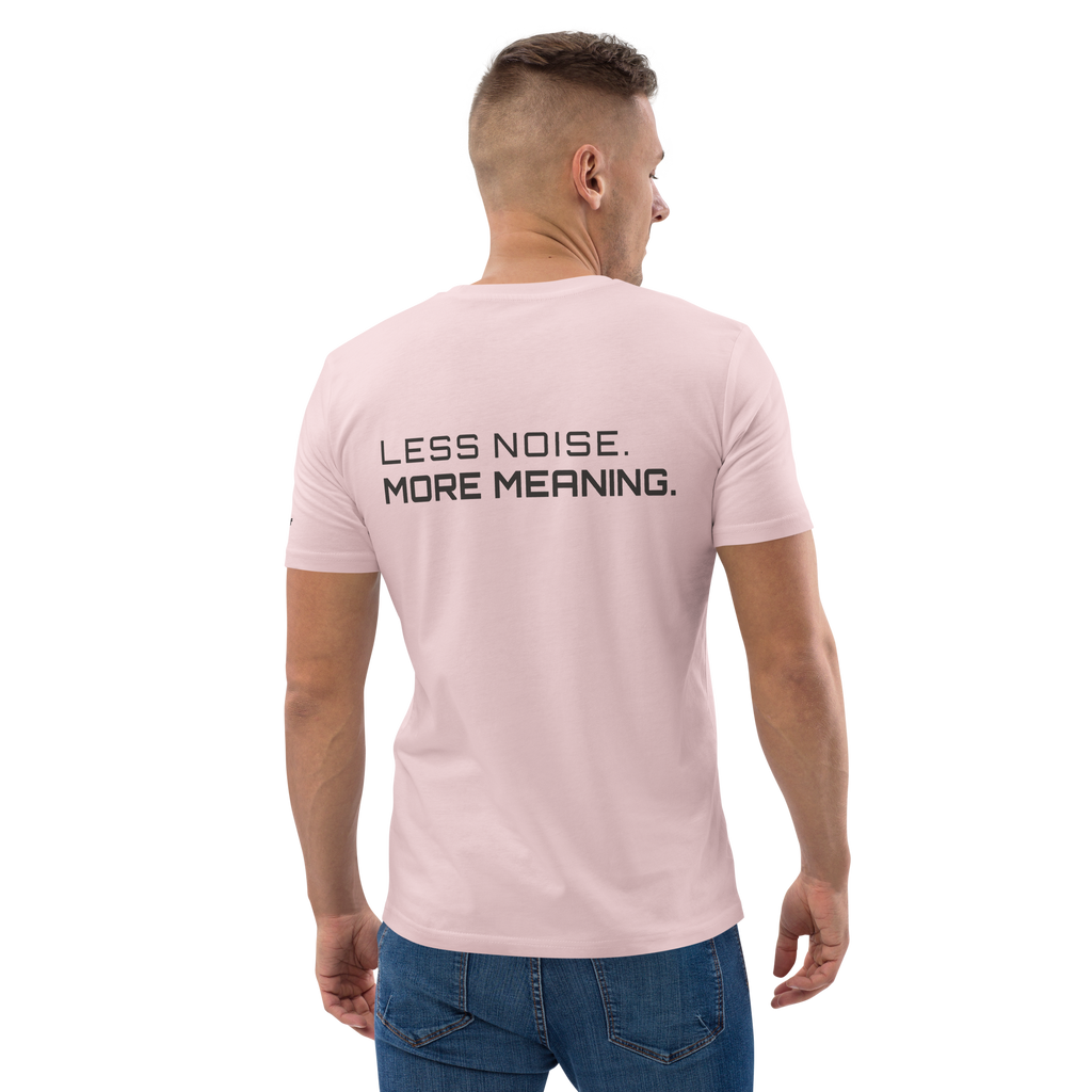 Cotton Pink organic cotton t-shirt lifestyle worn by model – The Pixel Wolf