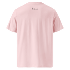 Cotton Pink organic cotton t-shirt back with The Pixel Wolf logo printed on upper back