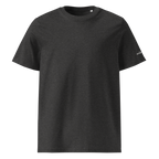 Dark Heather Grey organic cotton t-shirt front flat view – The Pixel Wolf