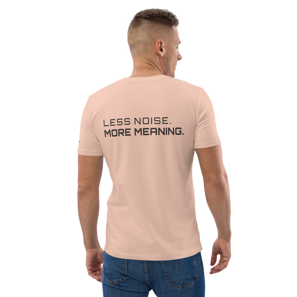 Fraiche Peche organic cotton t-shirt lifestyle worn by model – The Pixel Wolf