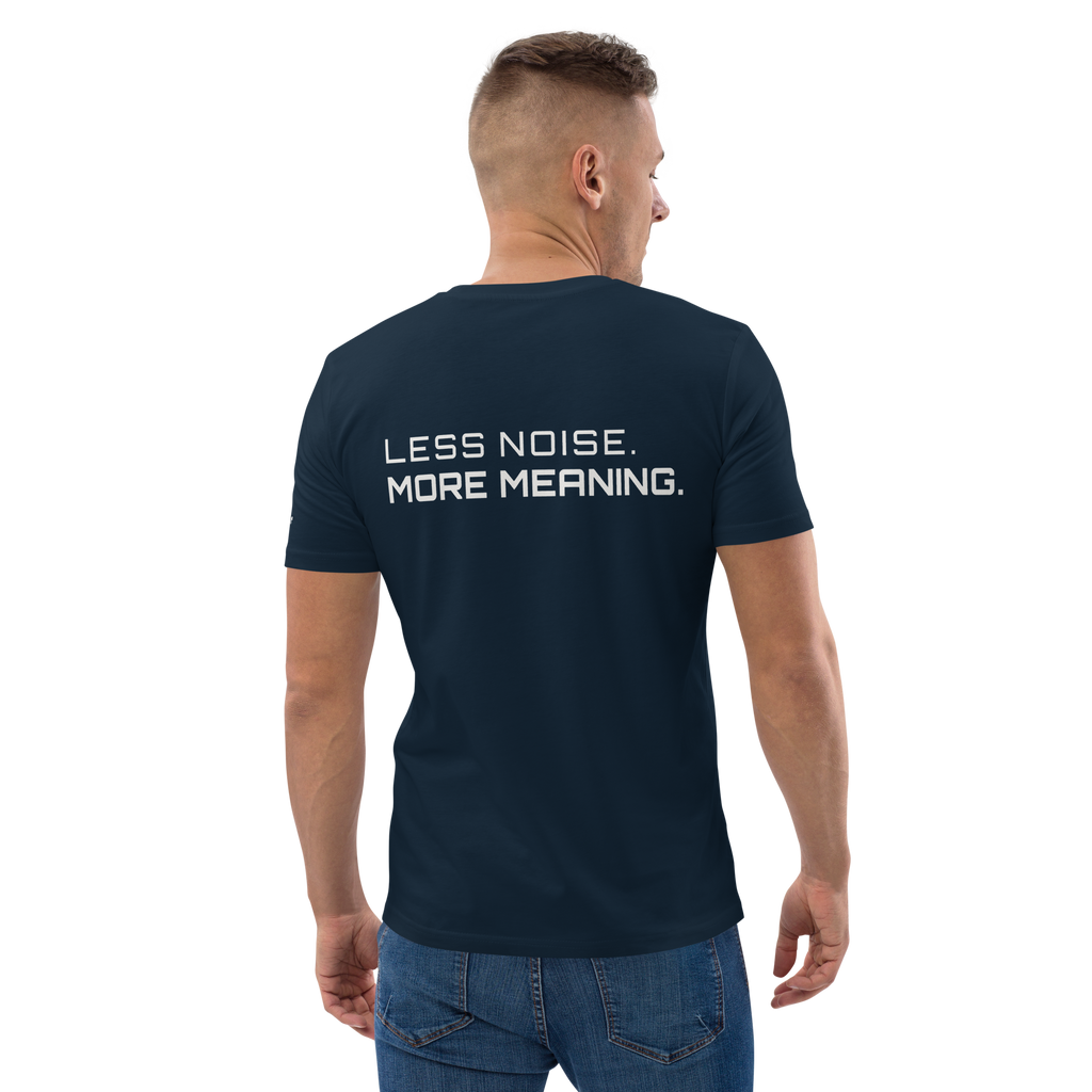 French Navy organic cotton t-shirt lifestyle worn by model – The Pixel Wolf