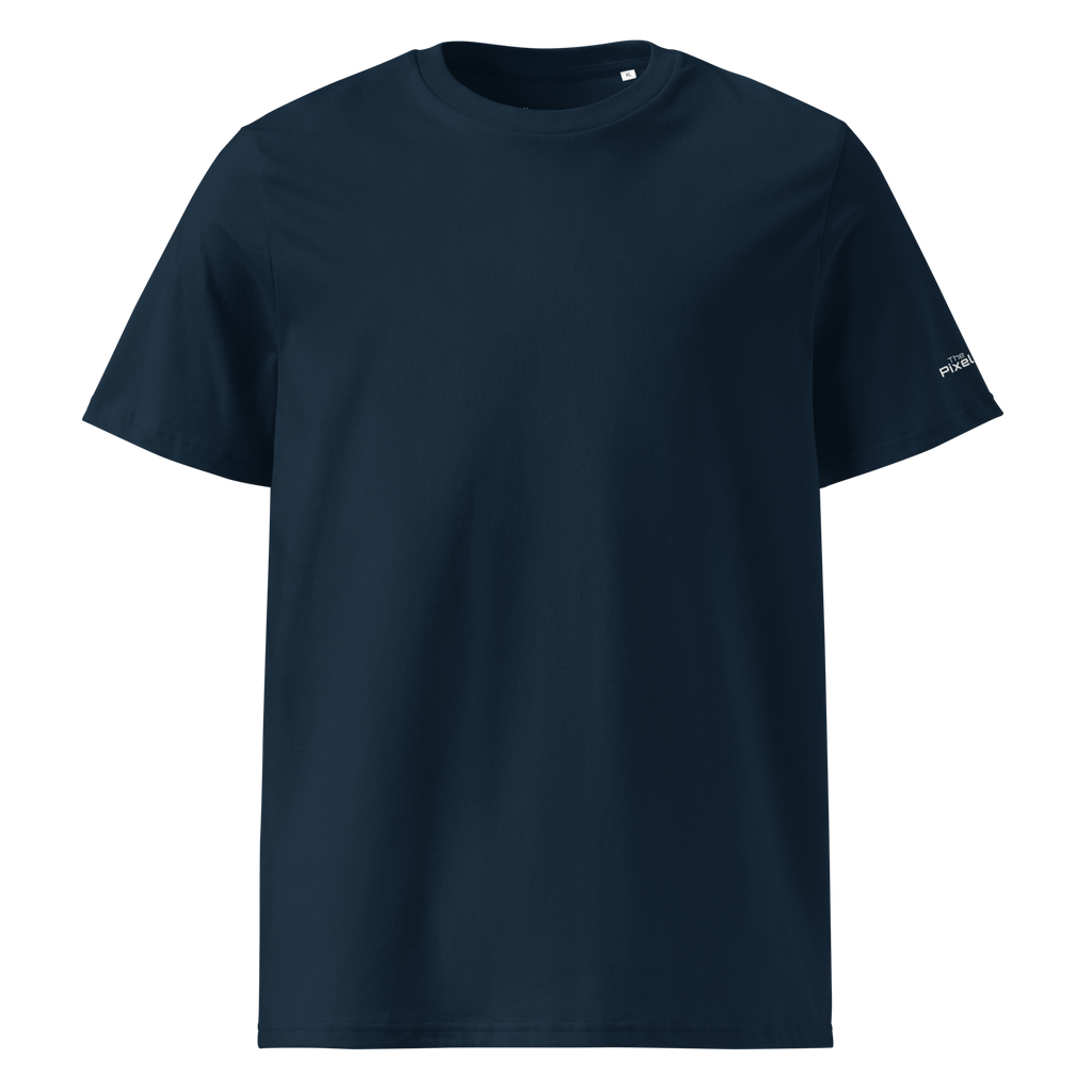 French Navy organic cotton t-shirt front flat view – The Pixel Wolf