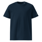 French Navy organic cotton t-shirt front flat view – The Pixel Wolf
