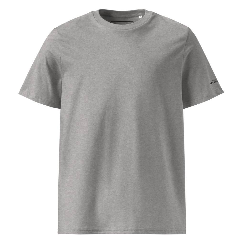 Heather Grey organic cotton t-shirt front flat view – The Pixel Wolf