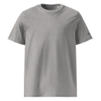 Heather Grey organic cotton t-shirt front flat view – The Pixel Wolf