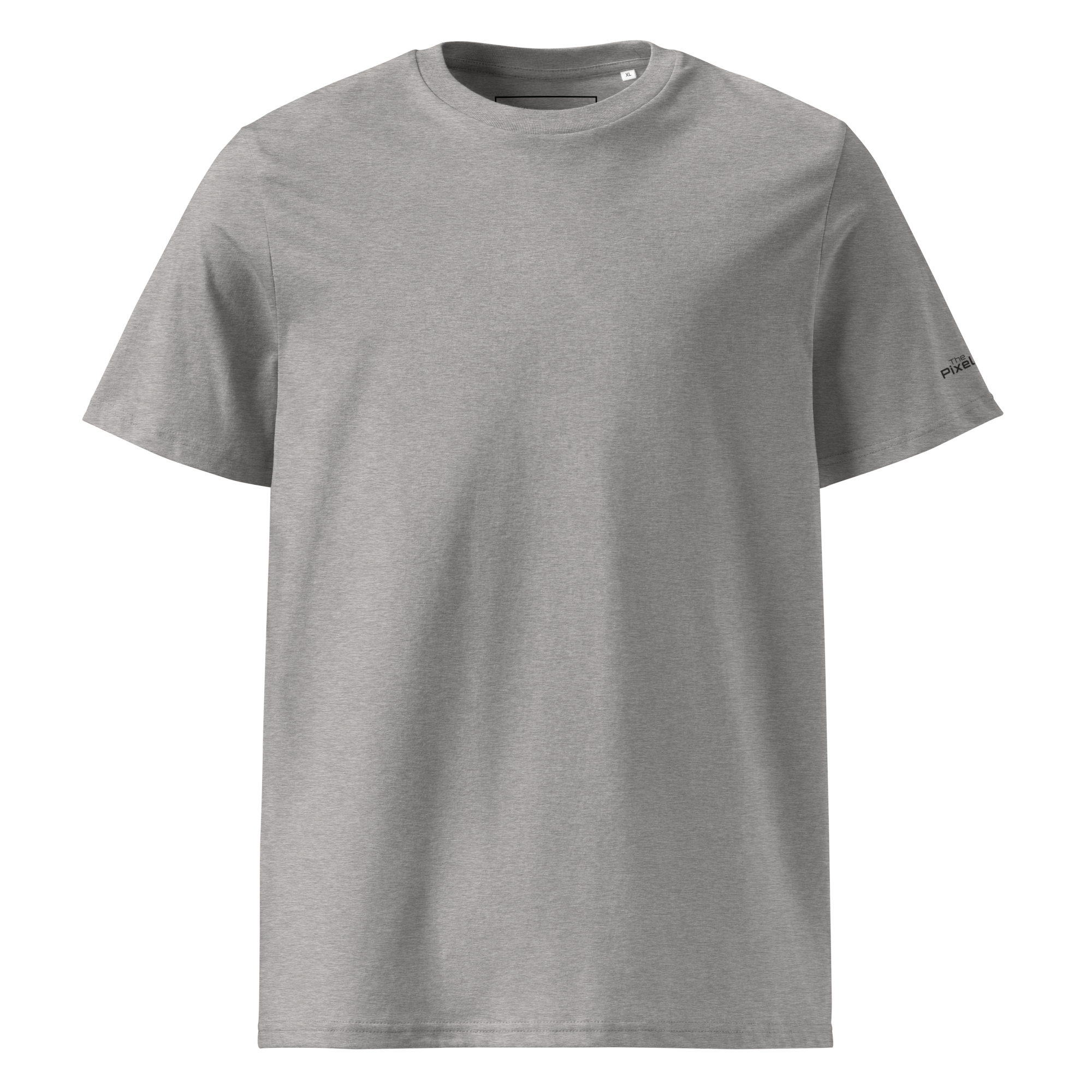 Heather Grey organic cotton t-shirt front flat view – The Pixel Wolf