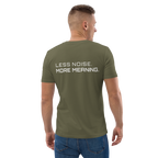 Khaki organic cotton t-shirt lifestyle worn by model – The Pixel Wolf