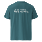 Stargazer organic cotton t-shirt back view with “Less Noise More Meaning” slogan – The Pixel Wolf