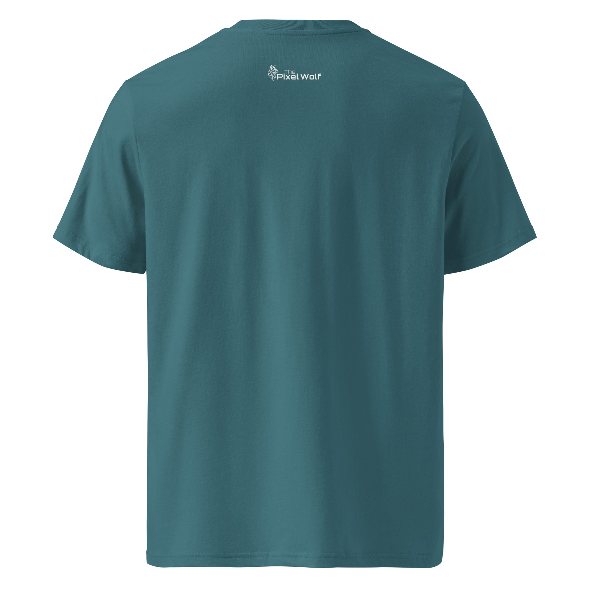 Stargazer organic cotton t-shirt with The Pixel Wolf logo printed on upper back