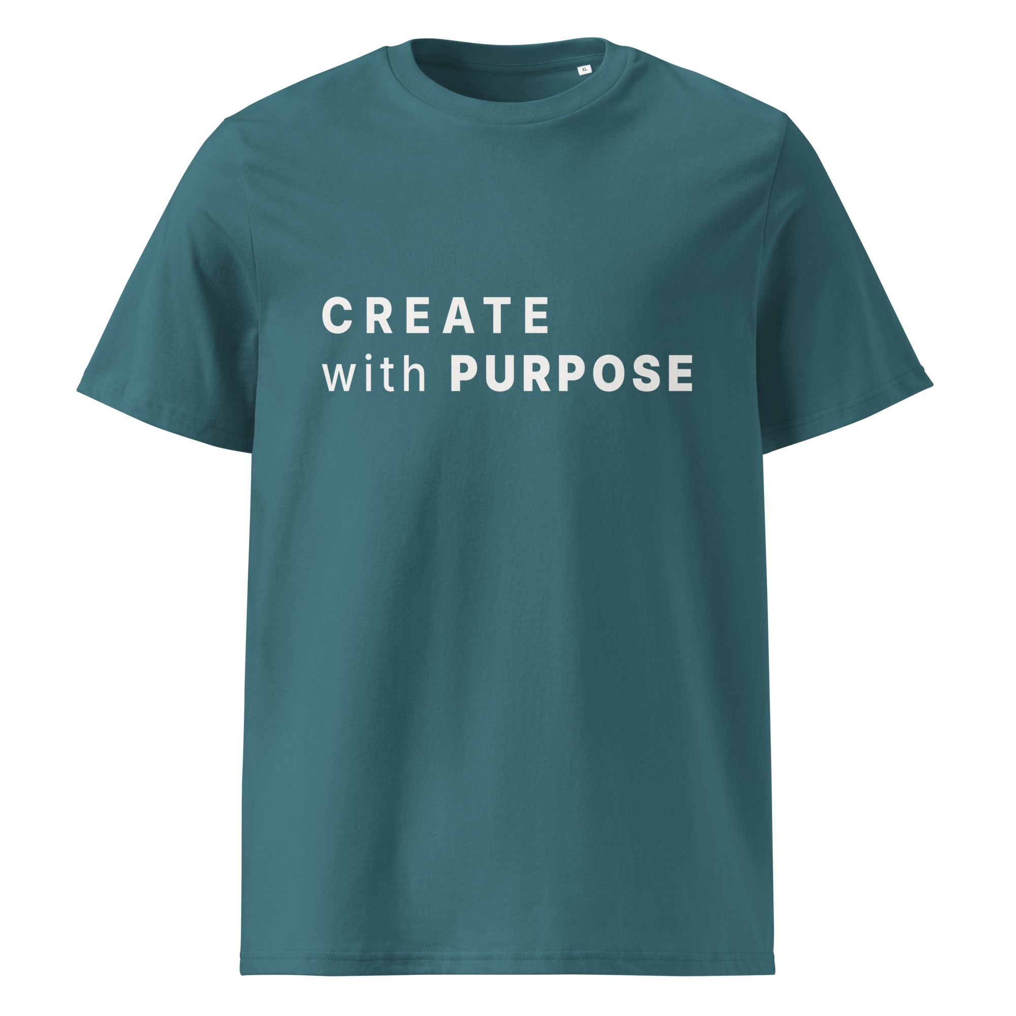 Stargazer organic cotton t-shirt with “CREATE with PURPOSE” print on chest
